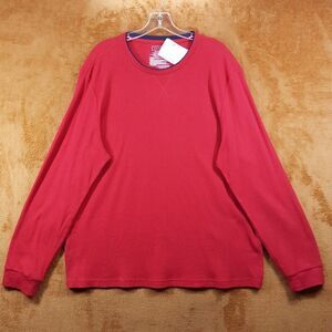 CLUB ROOM Shirt Mens Medium Red Pullover Crew Waffle Knit Thermal Long Sleeve